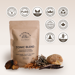 Tonic Blend by Bloomable - Lion's Mane, Turkey Tail, Reishi, Chaga and Cordyceps Mushroom Powder Blend (100 gr)