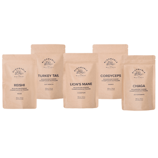 Bloomable Mushroom Bundle - Lion's Mane, Turkey Tail, Reishi, Chaga and Cordyceps Mushroom Powders (100 g each) - Bloomable Natural Products