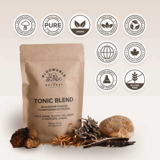 Tonic Blend by Bloomable - Lion's Mane, Turkey Tail, Reishi, Chaga and Cordyceps Mushroom Powder Blend (100 gr) - Bloomable Natural Products